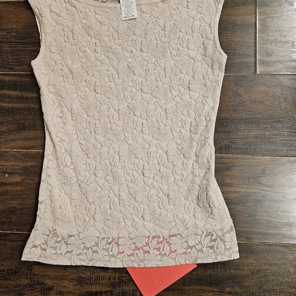 Sheer Back, Tan Lace Blouse for Women - Picture 4 of 4